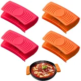 2 Paar Silikongriffe für Töpfe - Topfgriff Hitzeschutz - Silikon Helfen Griff Halter - rutschfest Hitzebeständig Topfgriff Schutzhülle für Ofenschalen Gusseiserne Bratpfannen Küche Kochen Backen