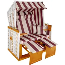 Tectake Strandkorb mit Polster rot/weiß