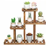 Pflanzenregal Holz Blumenregal 4 Ebenen Blumentreppe Garten Pflanzentreppe Indoor Blumenständer Mehrstöckig Holzregal, 58×11.5×50cm