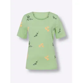 Classic Basics Sieh an! Kurzarm-Shirt in reseda-weiß-bedruckt | Gr.: 48