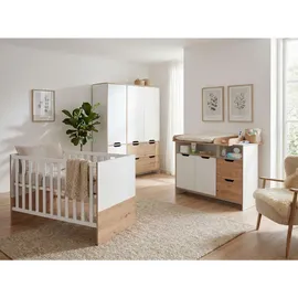 Arthur Berndt Babyzimmer, Eiche Artisan, Weiß, Holzwerkstoff, 4 Fächer, 4 Schubladen, 1x1x1 cm, Blauer Engel, Hergestellt in Deutschland, Babymöbel, Babyzimmer-Sets