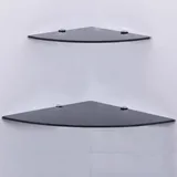Euro Tische Glas Eckregal 25x25cm, Wandregal für Badezimmer, Duschregal Bad, Glas Badregal mit 6mm ESG Sicherheitsglas, Verschiedene Größen (Schwarz)