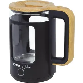 Jocca Wasserkocher 1,8L, Nature-Line Schwarz, 360° Basis, Borosilikatglas,