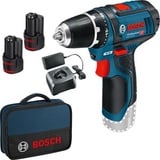 Bosch Akku-Bohrschrauber GSR 12V-15 Professional, 12V / 2,0Ah, mit 2 Akkus, Ladegerät und Tasche