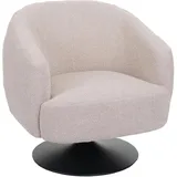 Mendler Lounge-Sessel MCW-J76 Bouclé 75 x 78 x 83 cm Creme-beige drehbar mit Kissen
