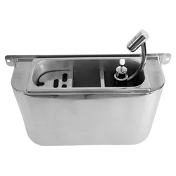 Chefgastro Spülbecken für Eisportionierer mit Eislöffeldusche, Wasseranschluss, Ablauf und Überlaufror HxBxT 27x41x12cm