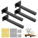 4 Stück Wandträger Regal Regalhalterung,Schwerlastträger Wandregal Warehalter,Schwimmende,Metall Regalträger Regalhalter für Wandkonsole Schwarz aus Rostfreier Stahl 70kg Tragkraft (25cm/10in)
