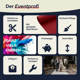 Primaflor Event- und Messeteppich, Rips Dublin - Schwarz, 1,00m x 1,00m,