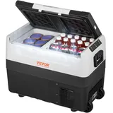 VEVOR Camping Kühlschrank 45 L Kühlbox, 12/24 V Rollbare Elektrische Gefrierbox 2 in 1 Doppelzone, Auto Kühlschrank Kompressor zum Warmhalten und Kühlen 60 W Tragbar Handgriff Boot, Lkw, Mobil Grau