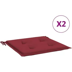 vidaXL Gartenstuhl-Sitzkissen 2 Stk. Weinrot 50x50x4 cm Stoff