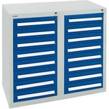 Stumpf Schubladenschrank Serie T-100/35-2, 16 Schubladen enzianblau (16x100mm)