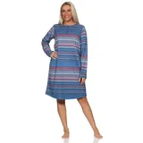 normann Frottee Nachthemd langarm Bündchen - 80679 in blau | 44