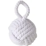 Boltze Türstopper Knoten Strick mit Schlaufe – als Buchstütze, Fensterstopper & Türhalter, dekorativer Stopper für Tür und Fenster im Innenraum, beschwert mit 1,5 kg Gewicht (Weiß)
