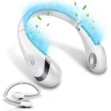 Persönlicher, Klingenloser Nackenventilator, 5000 Mah, Wiederaufladbar, Drei Geschwindigkeitsstufen, Tragbar, Leise, Für Zuhause, Reisen, Sport Und Outdoor-aktivitäten (weiß)