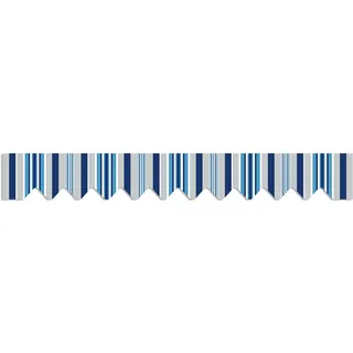 home Trends Markisen Volant Markisenbespannung Ersatzstoffe Markisenstoffen Sonnenschutz Polyester fertig genäht mit Umrandung mehr Maß und Farben (P3016- blau & weiß & Navy blau Streifen, 387 cm)