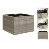 vidaXL Gartentisch mit Glasplatte Hellgrau 55x55x37 cm Poly Rattan