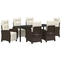 VidaXL 7-teiliges Garten-Essset Braunes Poly-Rattan