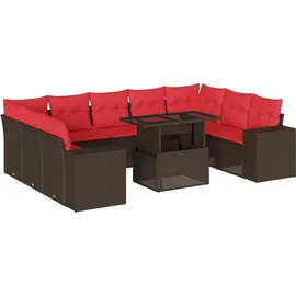 vidaXL Gartensofa-Set mit Kissen, braun, Polyrattan