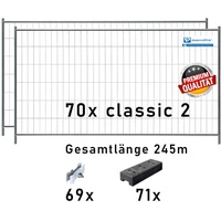 Bauzaun Set / Paket | 70 Stk classic 2 mit Kunststofffüßen