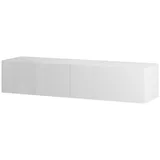 Planetmöbel West TV-Schrank, Fernsehtisch 140 cm lang, TV-Board hängend oder stehend, Fernsehschrank für Wohnzimmer, TV Möbel 37,8 x 140 x 30 cm, weiß