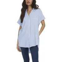 ONLY Damen Onlfenna S/S Loose Shirt Wvn Noos, Cloud Dancer/Stripes:blue Mirange Stripe, XS