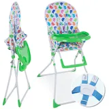 Froggy Kinderhochstuhl klappbar Mika - kompakter Babystuhl, mit 5-Punkt Sicherheitsgurt, wasserdichte Sitzauflage, Tablett und Becherhalter, bis 4 Jahre, Grün Grün