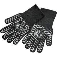 CHEF CUISINE Anti-Rutsch-Grillhandschuhe hitzebeständig bis 500 °C, 32 cm Länge, waschbar, schwarz