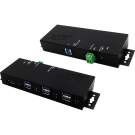 Exsys EX-1517HMV - USB 3.0 7 Port Industrie-Hub, 15kV EDS, Din-Rail