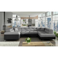 JVmoebel Ecksofa Design Ecksofa Schlafsofa Bettfunktion Couch Leder Polster Textil, Mit Bettfunktion grau|schwarz