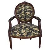 Armlehnstuhl Barock Sessel Stuhl Antik Handarbeit Armlehnsessel Military Moro