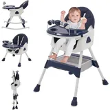 3in1 Hochstuhl Baby mit Spielbügel, Kinderhochstuhl mit Abnehmbares Tablett Hochstuhl Verstellbar Klappbar Babystuhl mit Liegefunktion,Kombihochstuhl mit wachsend esszimmerstuhl,ab 6 Monate (Blau)