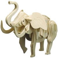 Pebaro 859/7 Holzbausatz Elefant, 3D Puzzle Tier, Modellbausatz, Basteln mit Holz, Holzpuzzle, Bastelset, vorgestanzte Holzplatte, ausbrechen, zusammenstecken, fertig, Geschenkidee