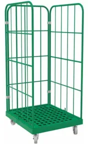HMH rolltainer® 1450 KU Kunststoffboden 724 x 815 mm grün 3-seitig