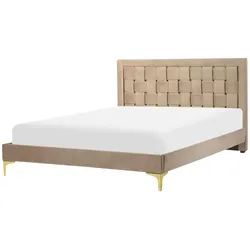 BELIANI Doppelbett Taupe Samtstoff mit Lattenrost 140 x 200 cm