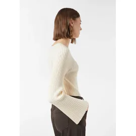 Comma, Rippstrickpullover mit Trompeten-Ärmeln Beige 46