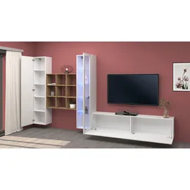Home Affaire Wohnwand "Maruska", weiß (weiß hochglanz, weiß hochglanz), B:350cm H:180cm T:30cm, Holzwerkstoff, Kastenmöbel-Sets, Wohnwand