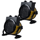 ETC Shop Keramik Heizlüfter Elektroheizung 2 Stufen schwenkbar regelbares Thermostat, Tragegriff, Überhitzungsschutz, LxBxH 24x13,5x25 cm, 2er Set