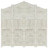vidaXL Raumteiler Handgeschnitzt Weiß 160×165cm Mango Massivholz