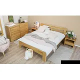 JVmoebel Schlafzimmer-Set Massivholz Schlafzimmermöbel Set mit 2 Nachttischen und Bett, Made in Europa beige
