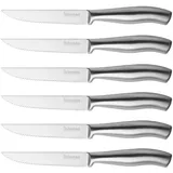 luxuskollektion Steakmesser Set 6-tlg. Edelstahl Wellenschliff Weiß