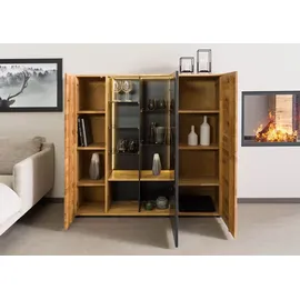 Massivmoebel24 Highboard 148 x 143 x 43,5 cm Natur geölt/lackiert / Beige