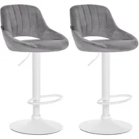CLP Barhocker Milet, Samt dunkelgrau Metall matt Weiss