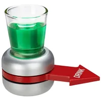 Relaxdays 2x Trinkspiel Spin the Shot, Rot,Silber,Transparent