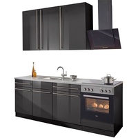 wiho Küchen Küchenzeile »Chicago«, ohne E-Geräte, Breite 220 cm, grau
