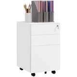 Vinsetto Aktenschrank mit 3 Schubladen, Büroschrank mit Schloss, Druckschrank, Unterschrank mit Hängeregistratur, Bürocontainer im