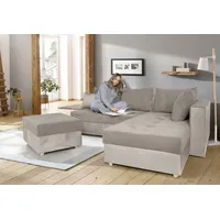 COLLECTION AB Ecksofa »Italia L-Form«, mit Bettfunktion und Bettkasten, in Cord-Samt Mix beige