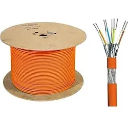 Dinic Cat.7 Netzwerk-Installationskabel, PiMF, 500m 100Ohm, 10GB, AWG 23, 1000 MHz, FRNC-B, orange (UTP, 500 m), Netzwerkkabel