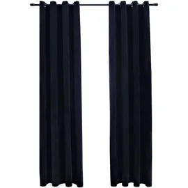 vidaXL Verdunkelungsvorhang Ösen 140 x 175 cm samt schwarz 2 St.