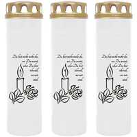 HS Candle Grabkerze mit Motiv 100h Brenndauer (3-tlg), Ø7xH25 cm, Grabkerze mit Motiv im 1er, 3er, 6er, 9er Pack weiß