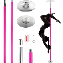 VEVOR Professionelle Tanzstange, Pole Dance Tragbare Tanzstange Profi ca. 216,3-270 cm Höhenverstellbare Abnehmbare Fitnessstange Spinning Fitness Pink, Statische Tanzstange Fitnessstudios